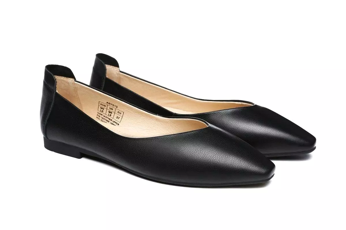 UGG Australian Shepherd Everly Leather Pointed Toe Ballet Flats