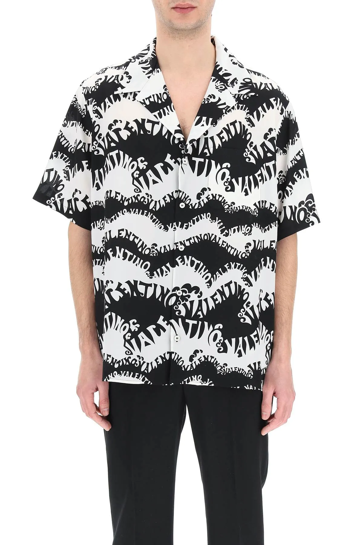 Valentino All-Over Logo Printed Short-Sleeved Shirt