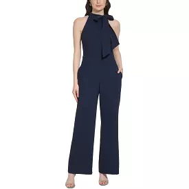 Vince Camuto Womens Petites Wide Legs Tie-Neck Jumpsuit