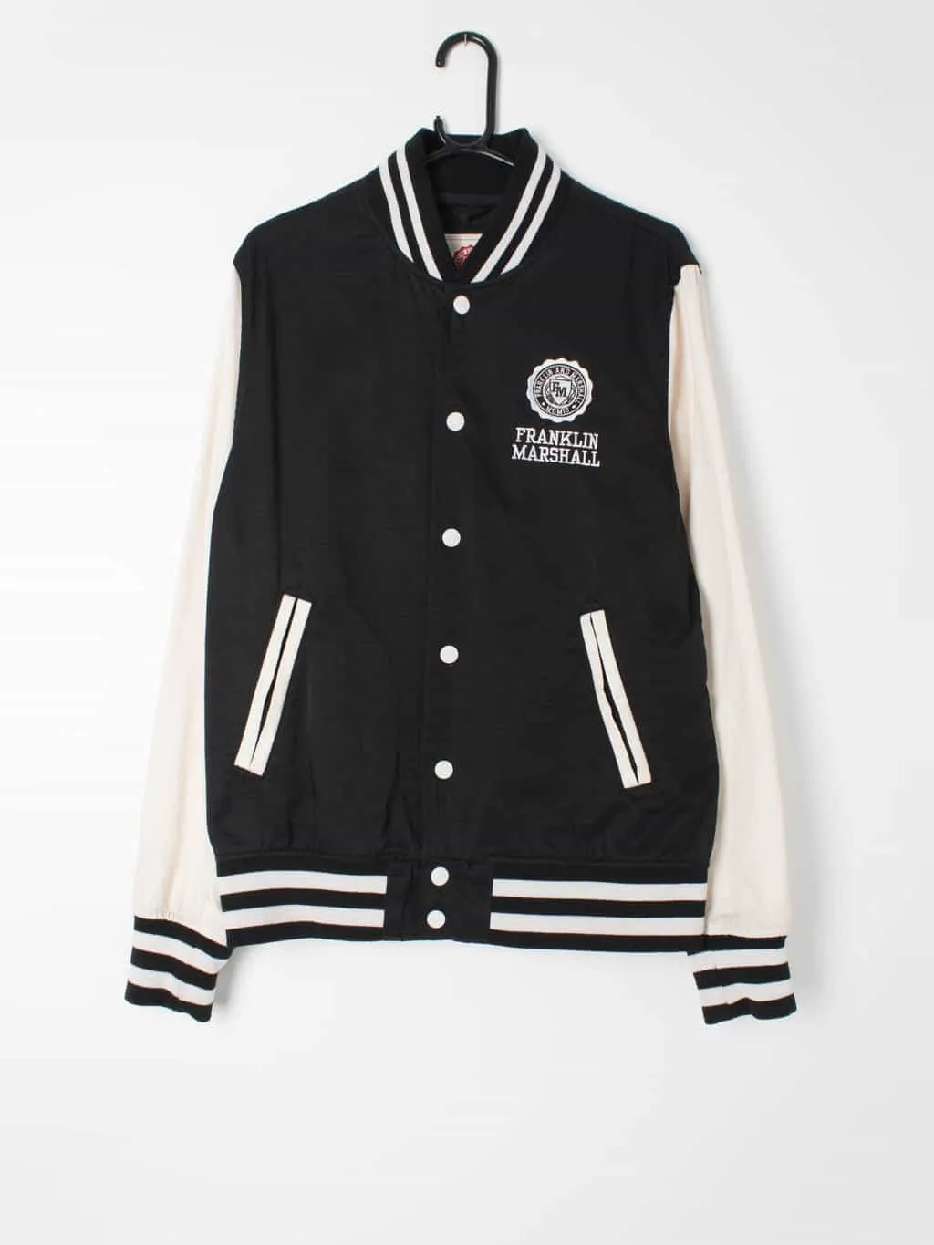 Vintage Franklin and Marshall Varsity College High School Jacket USA Black White – Medium / Large