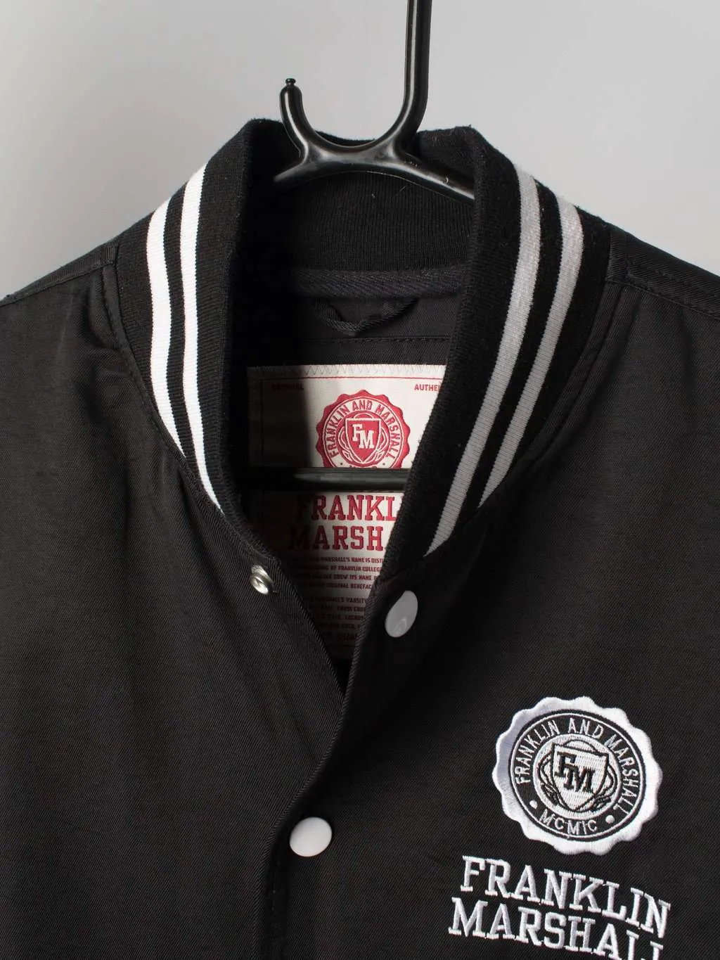 Vintage Franklin and Marshall Varsity College High School Jacket USA Black White – Medium / Large