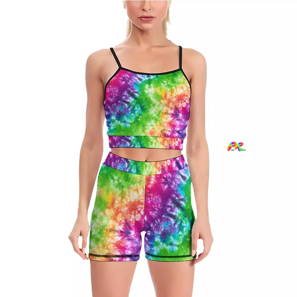 Vivid Tie Dye Women's Yoga Shorts Set