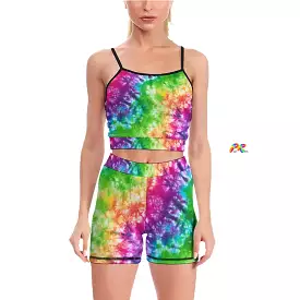 Vivid Tie Dye Women's Yoga Shorts Set