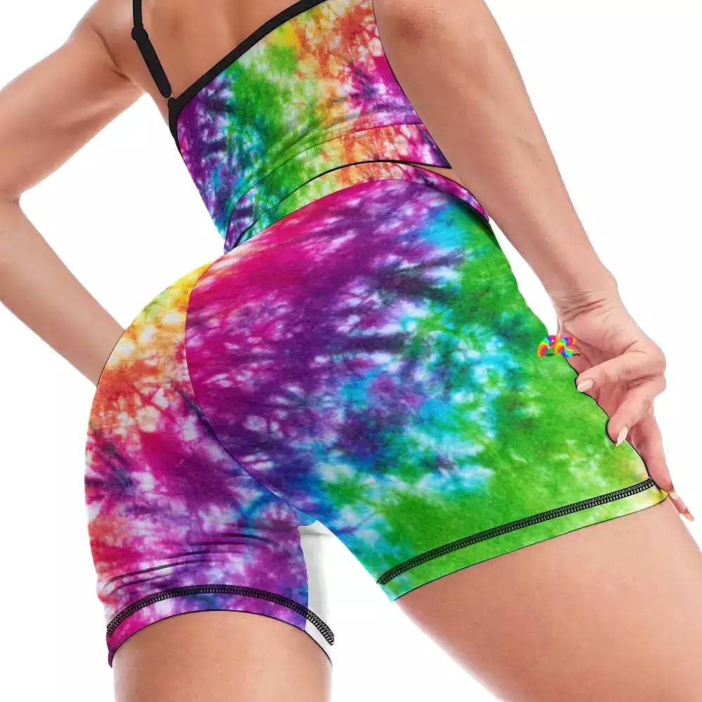 Vivid Tie Dye Women's Yoga Shorts Set