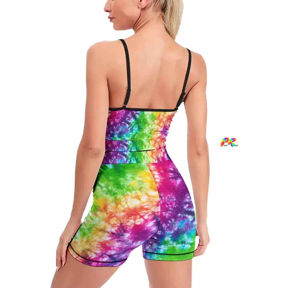 Vivid Tie Dye Women's Yoga Shorts Set