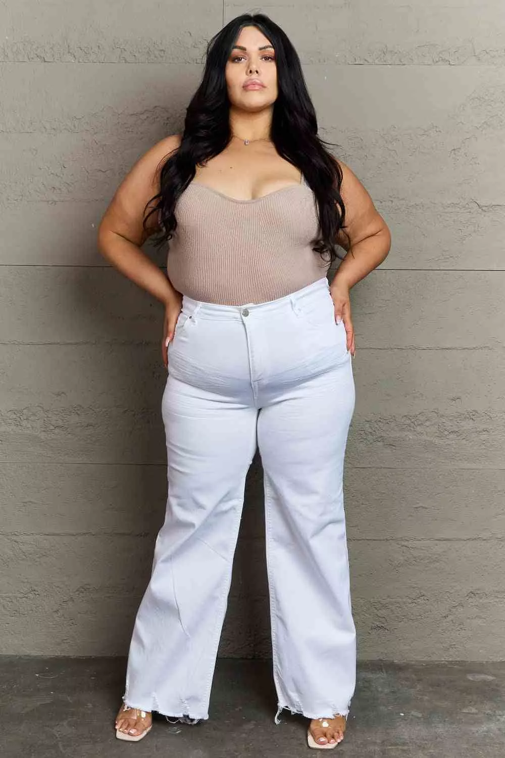 Waist Wide Leg Jeans in White