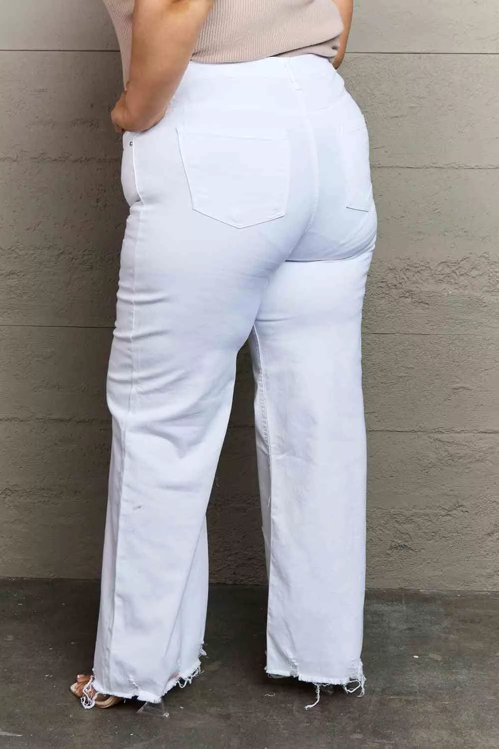 Waist Wide Leg Jeans in White