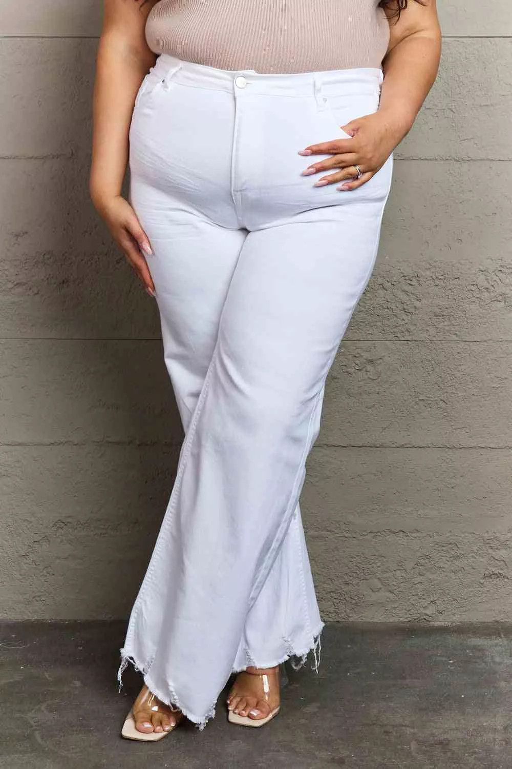 Waist Wide Leg Jeans in White