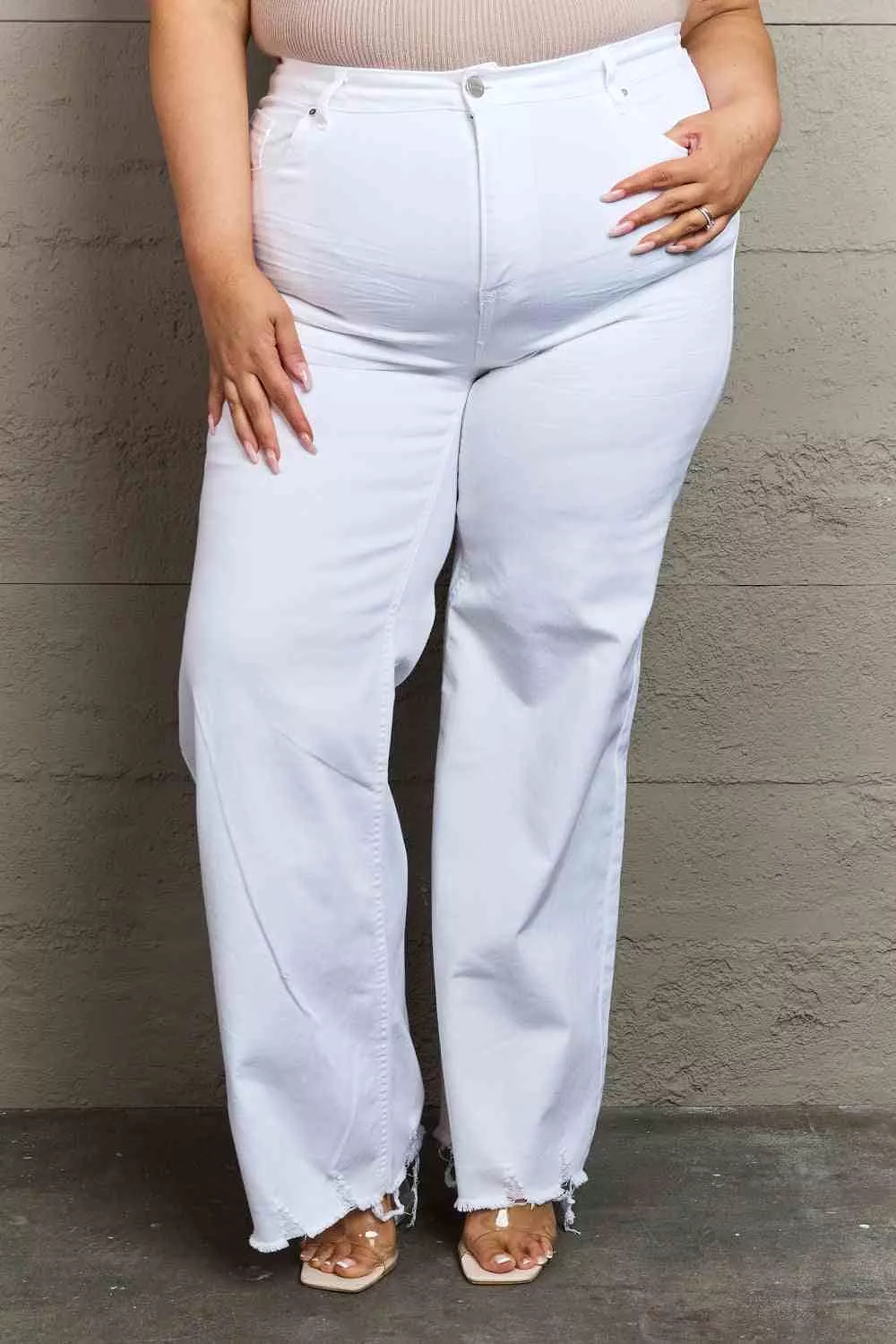 Waist Wide Leg Jeans in White