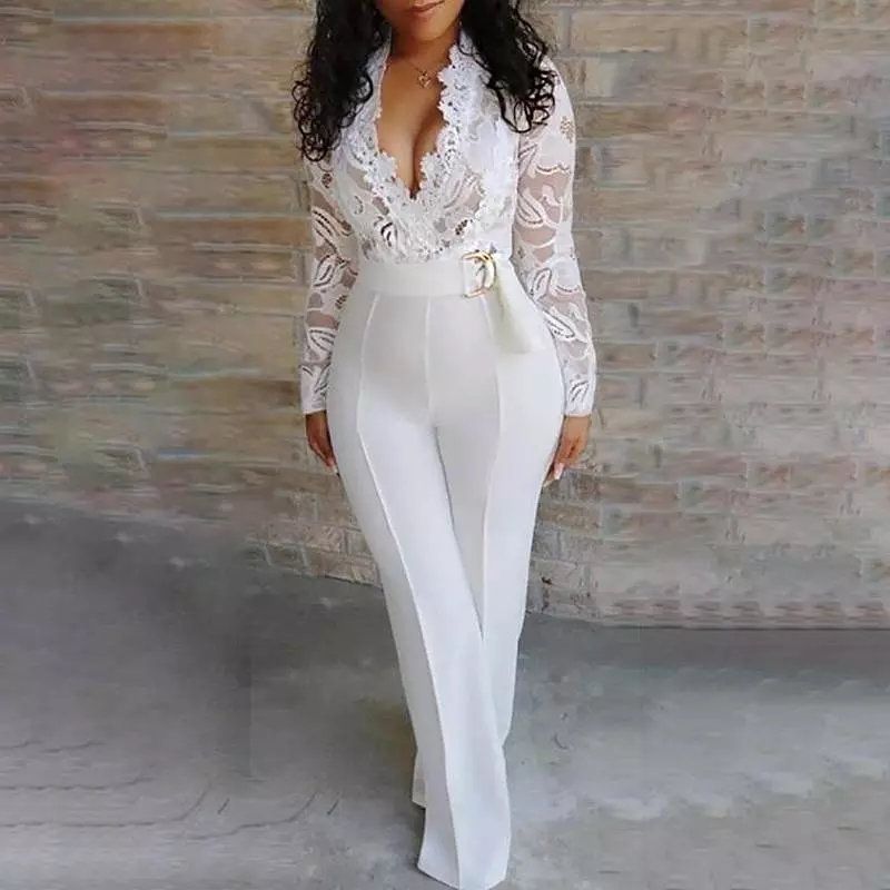 White Lace Party Jumpsuit