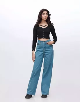 Wide Leg Jeans Blue Tint