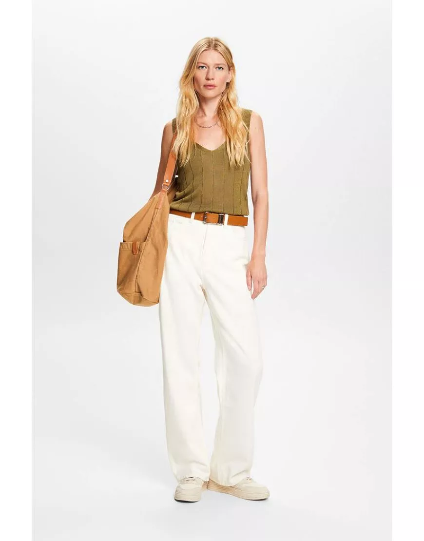 Wide leg twill Pants White