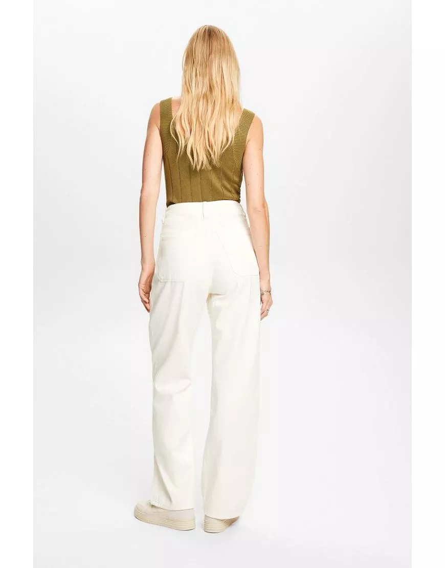 Wide leg twill Pants White