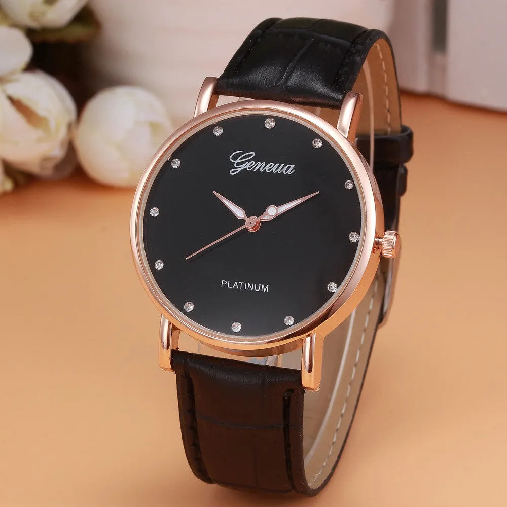 Woman Watch Elegant Casual Clock Retro Design Leather Band Women's Wrist Quartz Watch Relojes Mujer Feida