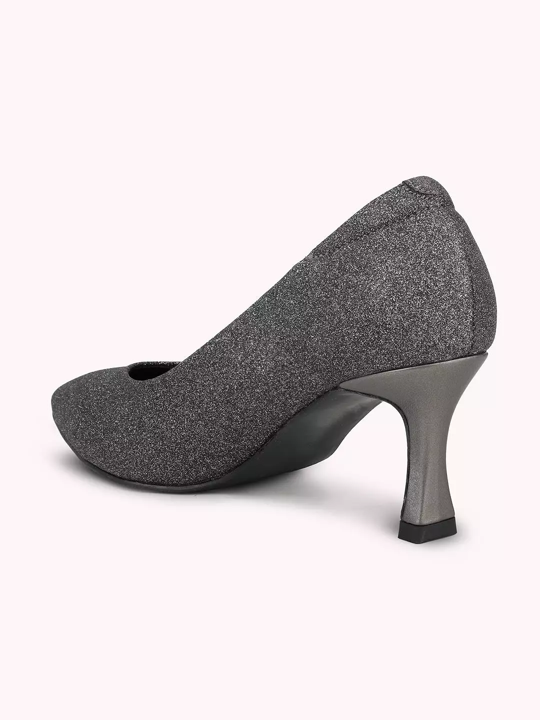 Women Pewter Embellished Pointed Toe Slim Heeled Pumps