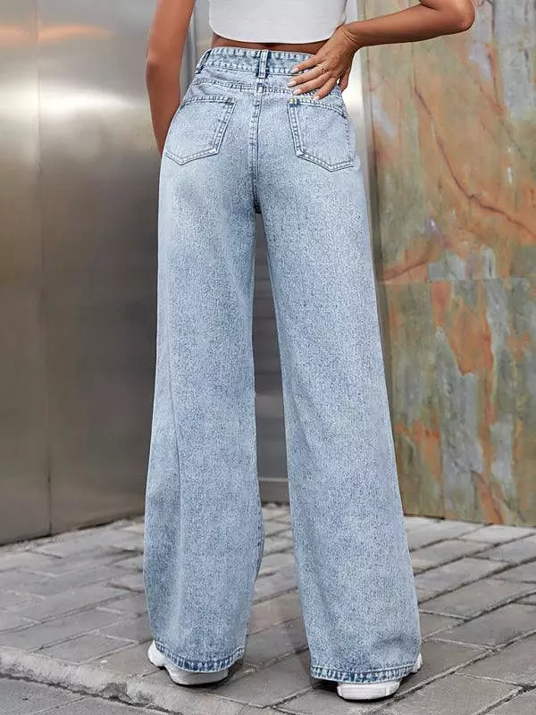 Women Ripped Wide Leg Jeans