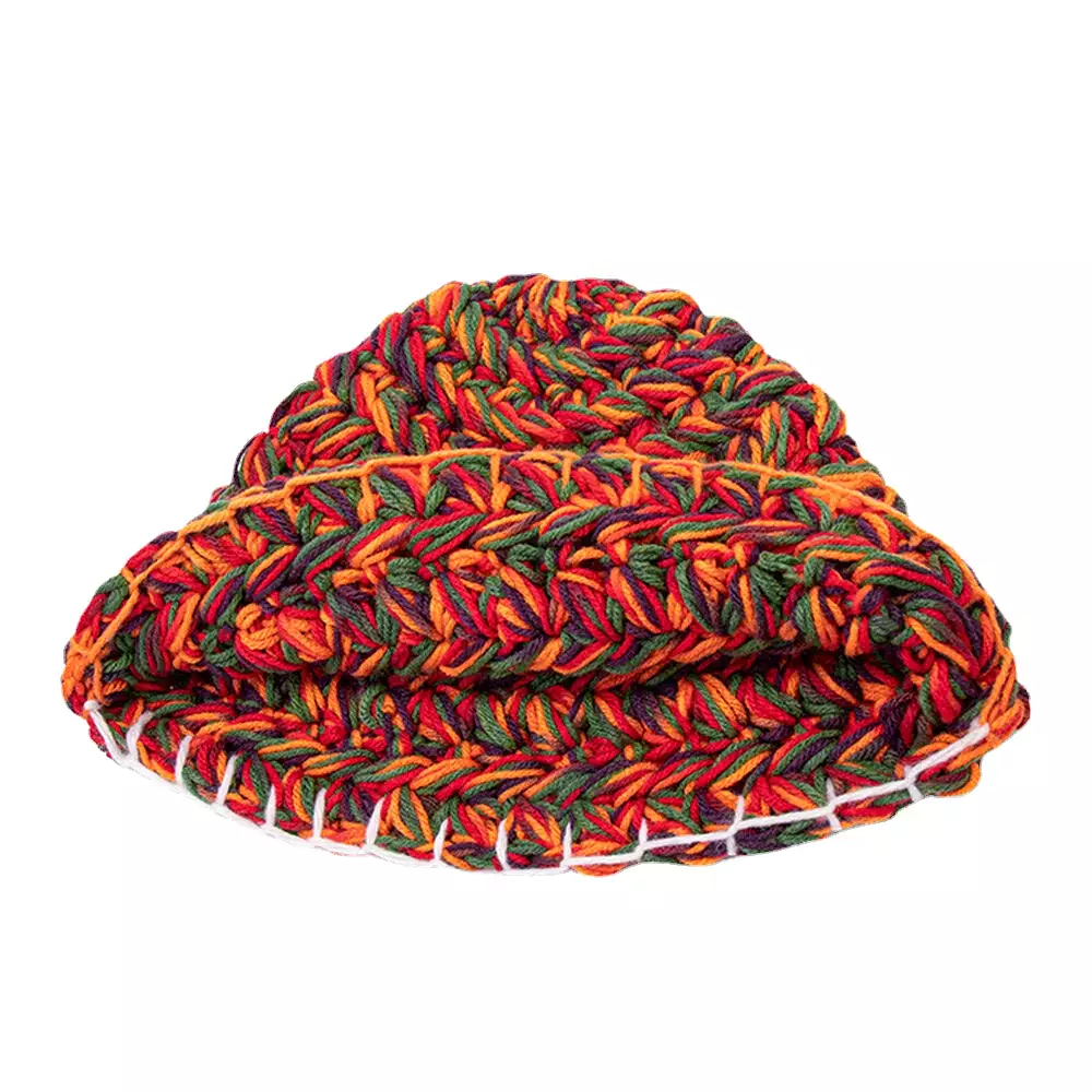 Women Short Brim Colored Coarse Knit Woolen Hat Winter All-match Hand-woven Dome Bucket Hat Knitted Hat