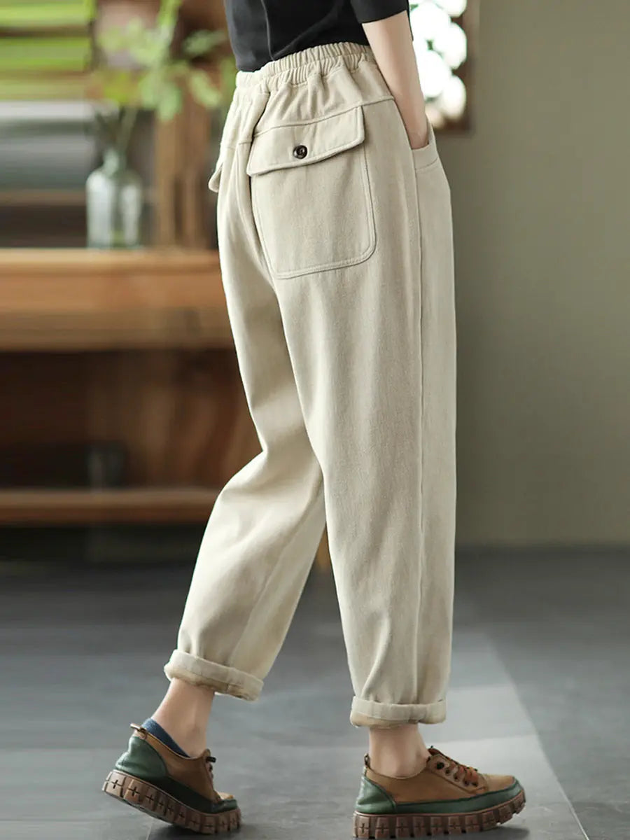 Women Thicken Pure Color Harem Pants