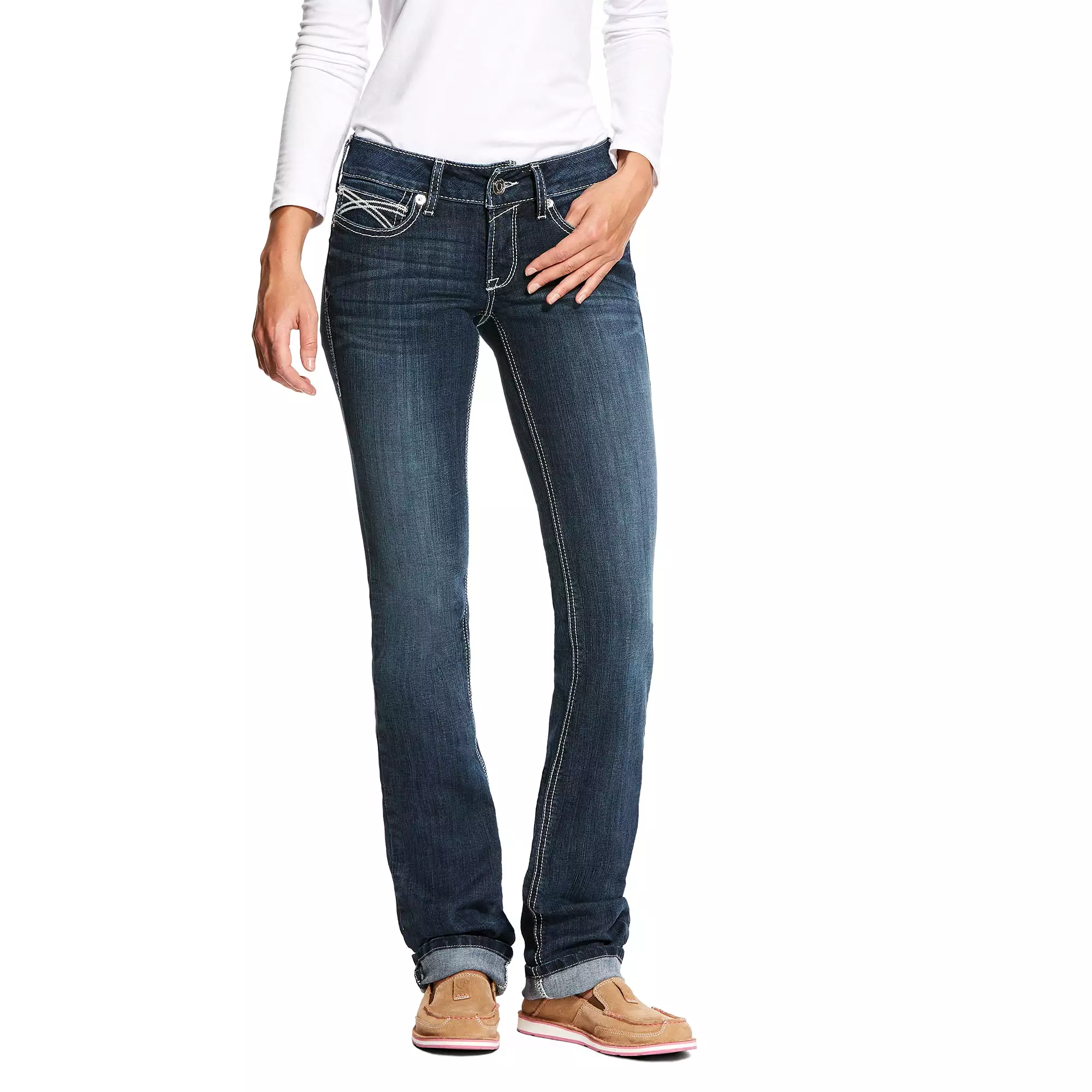 Women's Ariat R.E.A.L Low Rise Straight Leg Jeans Kylie Gemstone