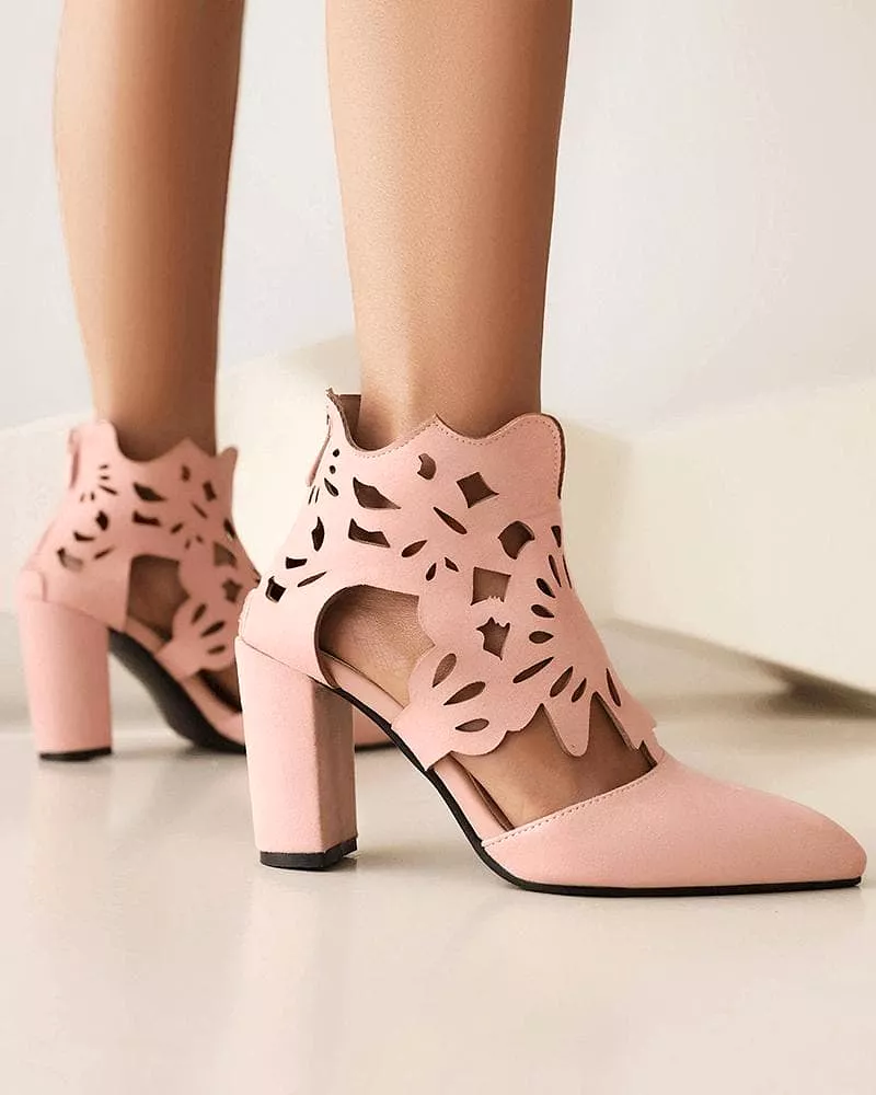 Women's Casual Elegant Hollow-out Zipper Heels