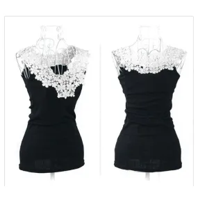 Women's Crochet Lace Chiffon Shirt Sleeveless Slim Casual Blouse