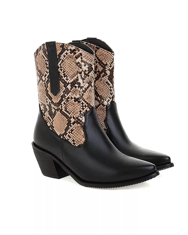 Women's Fashion Animal Print Pointed Toe Boots