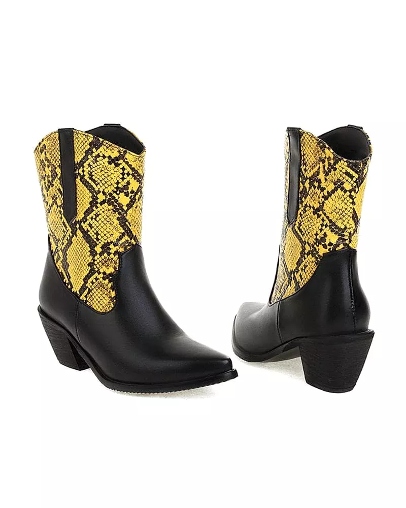 Women's Fashion Animal Print Pointed Toe Boots