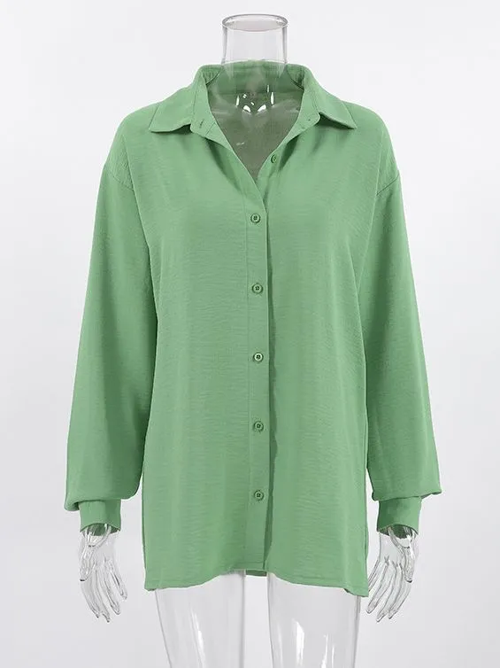 Women's Fashion Casual Polo Collar Pleated Shirt