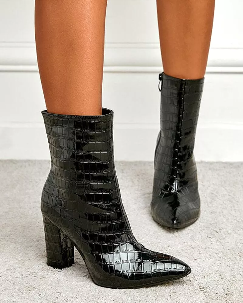 Women's Fashion Pointed Toe Zipper Boots