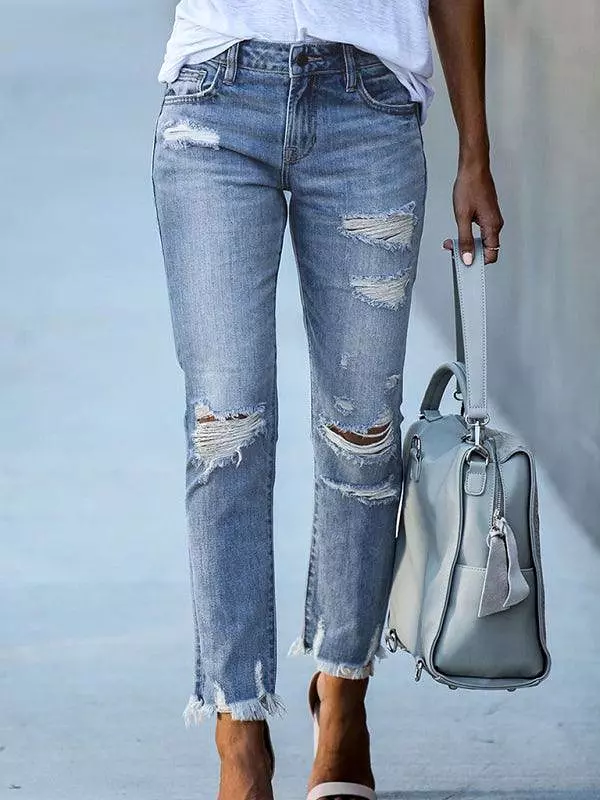 Women’s Ripped Straight Leg Jeans