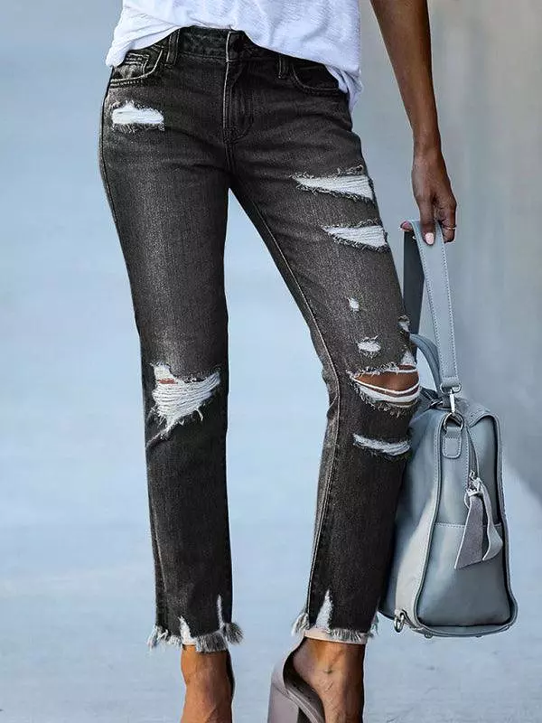 Women’s Ripped Straight Leg Jeans