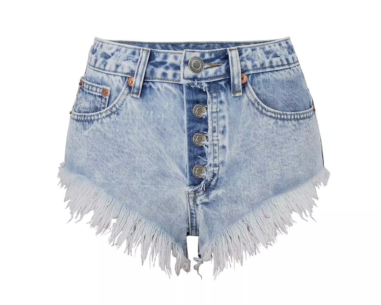 Women's Summer High Waist Breasted Worn Washed Snowflake Ladies Denim Shorts Beach Hot Pants