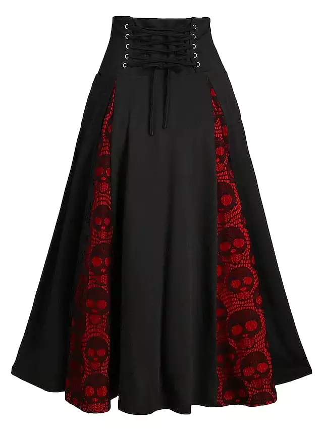 Women's Swing Long Skirt with Pleats and Lining Shorts