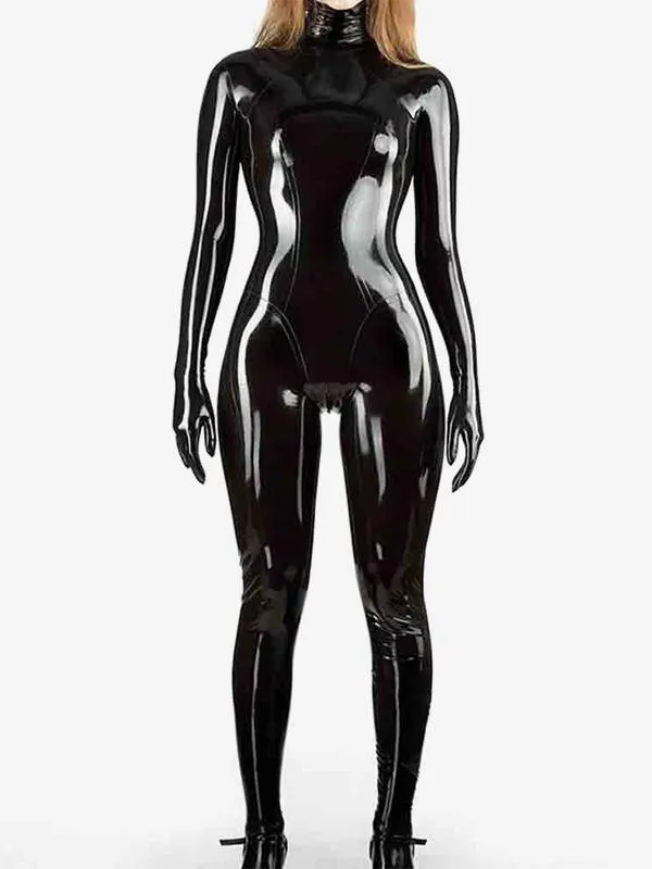 Women's Zentail Catsuit Latex Ammonia Full Cover Bodysuit Patent leather Jumpsuits