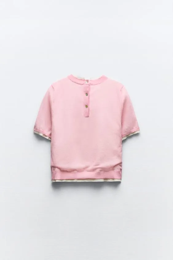 ZARA  |Casual Style Linen Short Sleeves Elegant Style